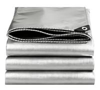 EEATUZTL Telo Impermeabile Esterno, Telone Occhiellato Impermeabile in Polietilene, Telone Impermeabile per Esterno, Giardino, Gazebo, Campeggio, Piscina, Auto, Barche, Legno, Argento-4x4m