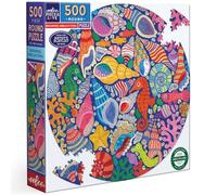 eeBoo 500 pezzi Cavallucci e Coralli - Puzzle per adulti in cartone-Formato rotondo-Mondo marino Illustrato-Diametro 58,5 cm, PZF757