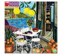 eeBoo- eeBoo's And Love Cats in Positano 1000 Piece Square Adult Jigsaw Puzzle Pezzi in Cartone Riciclato Gatti a Riposo, PZTCPT