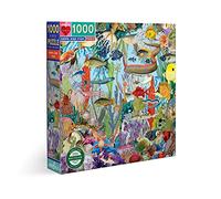 eeBoo Gems and Fish Piece, 1 EA Pesce 1000 pezzi con gemme e pesci adulto sulla vita marina-Puzzle colorato-PZTGEF, Colore Nero