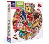 eeBoo - Giardino Puzzle Rotondo 500 pezzi-Uccelli & Fiori, PZFBBL