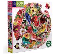 eeBoo- Piece&Love: Birds & Blossoms-500 pc Garden Puzzle Rotondo 500 Pezzi-Uccelli & Fiori, PZFBBL