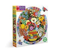 eeBoo Purple Piece, 1 EA Violet rotondo 500 pezzi viola bird and flowers-Puzzle in cartone riciclato per adulti, PZFPRB