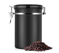eecoo Barattolo caffè Barattolo Ermetico Coffee Vault Contenitore in Acciaio Inox, Valvola Unidirezionale Contenitore Sottovuoto, Contenitore per Conservare caffè Suoi Sapori Nero