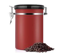 eecoo Barattolo caffè Ermetico Coffee Vault Contenitore in Acciaio Inox, Valvola Unidirezionale Contenitore Sottovuoto Contenitore in Acciaio Inox per Conservare Il caffè Suoi Sapori Rosso