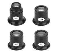 EEEKit Lente per Orologiaio, 4 Pezzi Lente per Occhio, 5x/10x/15x/20x Oculare per Gioielliere Orologi Monete Vetro Elettricista Cucito (Nero)