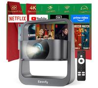 Eeenfy Mini Proiettore Portatile, Smart Proiettore Home Cinema con App Integrata, Rotazione di 270°, 1080P, 350ANSI, E-Focus/Keystone, Videoproiettore WiFi Bluetooth per Esterni/Telefono, Grigio Scuro