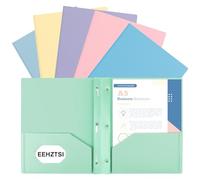 EEHZTSI Confezione da 6 tasche in plastica e rebbi, 2 tasche e 3 chiusure, contiene carta da 22,5 x 28 cm, per scuola/ufficio/casa, colore pastello