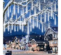 EEIEER Luci Natalizie da Esterno, Pioggia di Luci LED 50CM 10Tubi Luci Della Pioggia di Meteore Luci Natale Esterno Cascata Luci di Natale da Esterno IP44 Luminarie da Esterno LED per Natale Albero