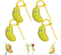 Eeiiey Custodia per spazzolino da denti a banana, portatile, con dispenser per dentifricio, divertente porta spazzolino da frutta, protezione a clip, custodia da viaggio per spazzolino da denti, B-4