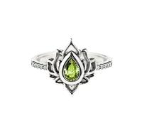 EEJBYTDI Fuck It And Begin Again - Anello di loto, lucidato, resistente all'ossidazione, con zircone intarsiato, 8, Metallo, Zircone