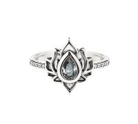 EEJBYTDI Fuck It And Begin Again - Anello di loto, lucidato, resistente all'ossidazione, con zircone intarsiato, 7, Metallo, Zircone