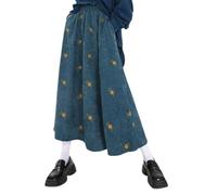 EEJBYTDI Gonne Lunghe da Donna in Velluto a Coste con Ricami Floreali, Gonna Midi Lunga in Velluto a Coste con Tasche, con Tasche gonne Invernali (3X-Large,Blue)