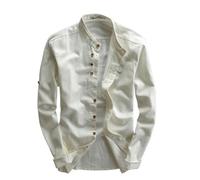 EEJBYTDI Soulona - Camicia Katana Japan Style da uomo, misto lino e cotone, vestibilità aderente, a maniche lunghe, colore bianco, S-5XL