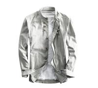 EEJBYTDI Soulona - Camicia Katana Japan Style da uomo, misto lino e cotone, vestibilità aderente, a maniche lunghe, colore bianco, S-5XL