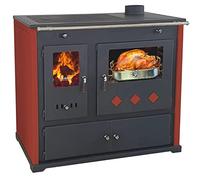 Practik Lux - Stufa a legna con forno e piano cottura, 9,5 kW, colore: rosso
