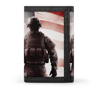 Eekstdbn American Soldier - Portafoglio a tre ante, porta carte e denaro Oganizer sottile ed elegante mini portamonete con cerniera tasca portamonete per uomini e donne