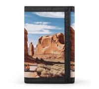 Eekstdbn Arches National Park Entrance portafoglio a tre ante, porta carte e denaro Oganizer sottile elegante mini portamonete con cerniera tasca portamonete credito per uomini e donne