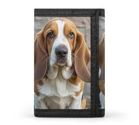 Eekstdbn Basset Hound Trifold Portafoglio, porta carte e denaro Oganizer sottile elegante mini portamonete con cerniera tasca portamonete credito per uomini e donne