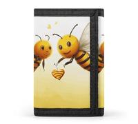Eekstdbn Bee Love Honey - Portafoglio a tre pieghe, porta carte e denaro, sottile ed elegante, mini portamonete con cerniera, tasca portamonete per uomini e donne
