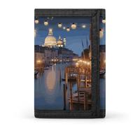 Eekstdbn Bellissimo portafoglio a tre ante Venice at Night, porta carte e denaro Oganizer sottile elegante mini portamonete con cerniera tasca portamonete credito per uomini e donne