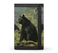 Eekstdbn Black Bears - Portafoglio a tre ante, porta carte di credito e portamonete, sottile ed elegante, con tasca portamonete con cerniera, per uomini e donne