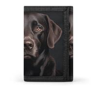 Eekstdbn Black Lab Dog - Portafoglio a tre pieghe, porta carte di credito e portamonete, sottile ed elegante, con tasca portamonete con cerniera, per uomini e donne