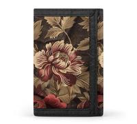 Eekstdbn Borgogna e Marrone Trifold Portafoglio, Porta Carte E Denaro Oganizer Sottile Elegante Mini Borsa Monete con Cerniera Tasca Monete Credito per Uomini e Donne