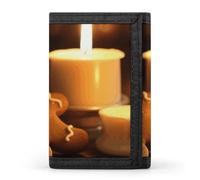 Eekstdbn Candele e omini di pan di zenzero portafoglio triplicato, porta carte e denaro Oganizer sottile elegante mini portamonete con cerniera tasca portamonete credito per uomini e donne