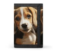 Eekstdbn Carino Beagle Trifold Portafoglio, Porta Carte E Denaro Oganizer Sottile Elegante Mini Borsa Monete con Cerniera Tasca Monete Credito per Uomini e Donne