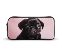Eekstdbn Carino Nero Pug Pencil Case Ufficio Cancelleria Organizer Semplice Robusta Chiusura A Cerniera Portatile Matita Borsa Ufficio Viaggio Multiuso