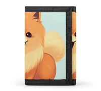 Eekstdbn Cartone animato Pomeranian Dog Trifold Portafoglio, porta carte e denaro Oganizer sottile elegante mini portamonete con cerniera tasca portamonete credito per uomini e donne