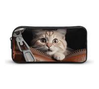 Eekstdbn Cat Peeks Out - Astuccio per cancelleria da ufficio, semplice e robusto, con chiusura a cerniera, portatile, per ufficio, viaggio, borsa multiuso