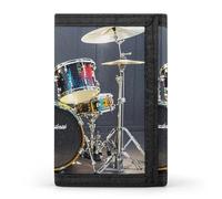 Eekstdbn Cool Drum Set Trifold Portafoglio, Porta Carte E Denaro Oganizer Sottile Elegante Mini Borsa Monete con Cerniera Tasca Monete Credito per Uomini e Donne