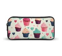 Eekstdbn Cupcake Candy Hearts Sweet Pencil Case Office Stationery Organizer Semplice Robusta Chiusura a Cerniera Portamatite Portatile Ufficio Viaggi Borsa Multiuso