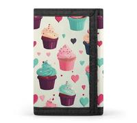 Eekstdbn Cupcake Candy Hearts Sweet Portafoglio a tre ante, porta carte e porta soldi, sottile ed elegante, mini portamonete con cerniera tasca portamonete per uomini e donne