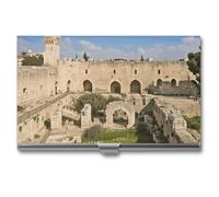 Eekstdbn Custodia per biglietti da visita Israel at the Tower of David, per donne o uomini, con chiusura a scatto, porta nome, porta carte di credito, per riunioni di lavoro
