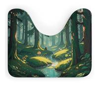 Eekstdbn Enchanted Wilderness Fantasy on Dark Green Tappeto da bagno antiscivolo, facile da pulire, ad asciugatura rapida, per pavimento del bagno, lavabile in lavatrice, super assorbente, a forma di
