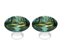 Eekstdbn Enchanted Wilderness Fantasy su verde scuro maniglie per armadietti, confezione da 2 maniglie per cassetti per toletta, maniglie per cassetti, adatte per cucina, camera da letto, bagno e