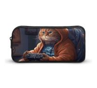 Eekstdbn Fat Cat Giochi Giochi Astuccio per cancelleria da ufficio Organizer Semplice Robusta Chiusura a Cerniera Portamatite Portatile Ufficio Viaggi Borsa Multiuso