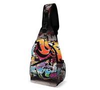 Eekstdbn Graffiti Hip Hop Crossbody Bag Casual Borsa a tracolla per uomini e donne Minimalista Petto Borsa da viaggio per uso quotidiano