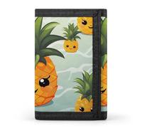 Eekstdbn Grazioso portafoglio a tre ante con ananas, porta carte e denaro Oganizer sottile elegante mini portamonete con cerniera tasca portamonete per uomini e donne