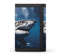 Eekstdbn Great White Shark Trifold Portafoglio, porta carte e denaro Oganizer sottile elegante mini portamonete con cerniera tasca portamonete per uomini e donne