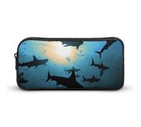 Eekstdbn Hammerhead Sharks Astuccio per cancelleria da ufficio organizer semplice robusto chiusura a cerniera astuccio portatile borsa multiuso da viaggio ufficio
