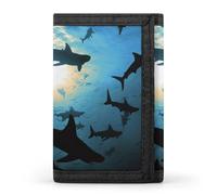 Eekstdbn Hammerhead Sharks - Portafoglio a tre pieghe, porta carte e denaro, sottile ed elegante, mini portamonete con cerniera, tasca portamonete per uomini e donne