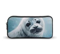 Eekstdbn Harp Seal Pittura Carta da Parati Astuccio per cancelleria da ufficio Organizer Semplice Robusta Chiusura a Cerniera Portatile Astuccio Portamatite Ufficio Viaggio Borsa multiuso