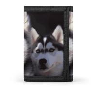 Eekstdbn Husky Dog Trifold Portafoglio, porta carte e denaro Oganizer sottile elegante mini portamonete con cerniera tasca portamonete per uomini e donne