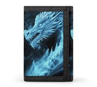 Eekstdbn Ice And Fire Dragons - Portafoglio a tre ante, porta carte e denaro Oganizer sottile ed elegante mini portamonete con cerniera tasca portamonete per uomini e donne