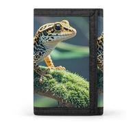 Eekstdbn Leopard Little Gecko - Portafoglio a tre pieghe, porta carte e denaro, sottile ed elegante, mini portamonete con cerniera, tasca portamonete per uomini e donne