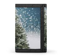Eekstdbn Merry Christmas Pine Tree Portafoglio a tre ante, porta carte e denaro Oganizer sottile elegante mini portamonete con cerniera tasca portamonete per uomini e donne